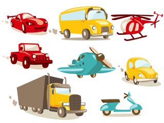 Cartoon vehicles, vector illustration