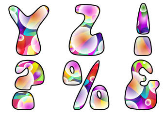 Alphabet coloré Y Z ! ? % &