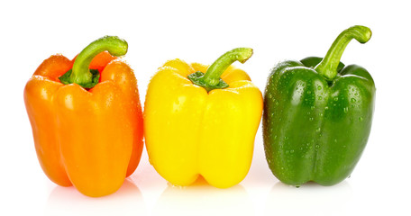 Three bell peppers isolated on white