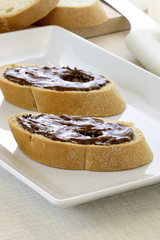 fresh and delicious hazelnut spread sandwich
