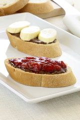 delicious hazelnut spread and fresh jelly sandwich