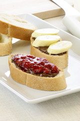 delicious hazelnut spread and fresh jelly sandwich