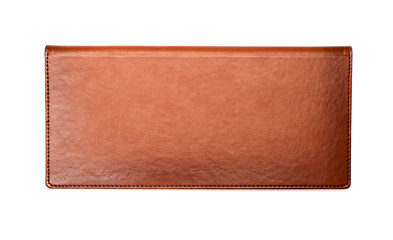 Brown leather memo book isolated on white background