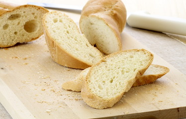 fresh sliced french baguette