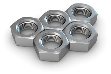 Five metal nuts