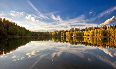 autumnal lake near the forest