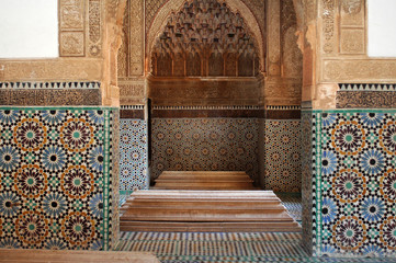 Tombeaux saadiens à Marrakech - Grande salle de la koubba de La