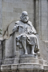 Statue of Cervantes. Plaza de España.Madrid. Spain
