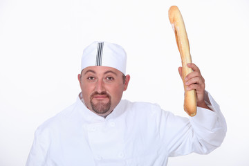 baker with baguette