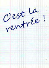 Feuille d'écolier rentrée scolaire