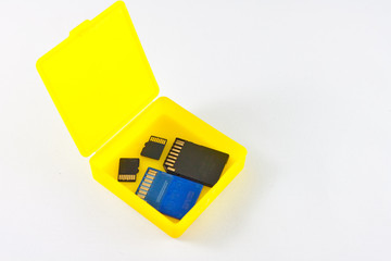 Simple yellow box  memory card. on a white background