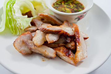 Pork neck grilled,,Thai food