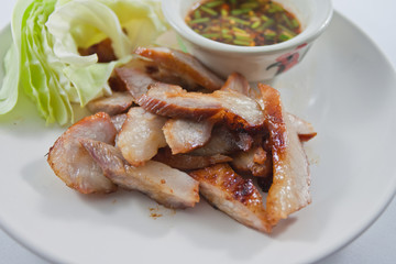 Pork neck grilled,,Thai food