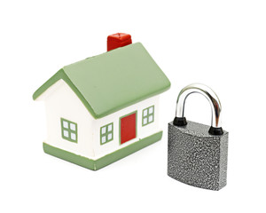 miniature house with lock