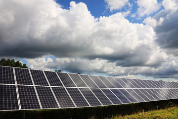 Solar Power Station in the green spring Nature