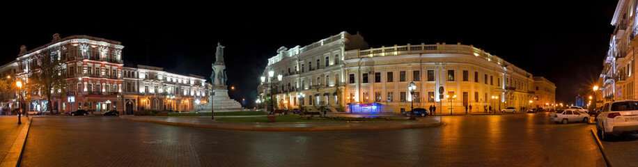 Night panorama of Ekaterininskaya square. Odessa.Ukraine