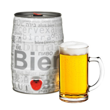 Bierfass mit Glas