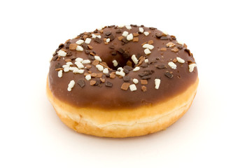 Chocolate doughnut isolated on white