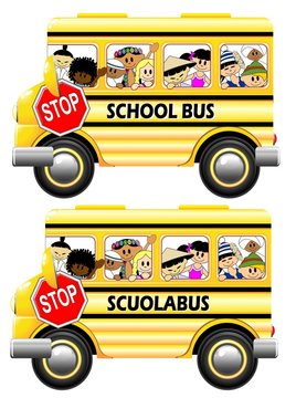 Scuola bus con Bambini-School bus with Children-Vector