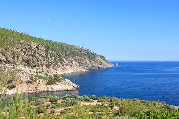 Fototapeta na wymiar aegean sea, view from Livadi Beach - Thassos island