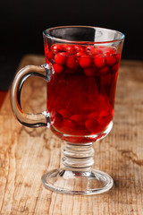 winter drink on the wood background