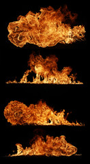 High resolution fire collection isolated on black background