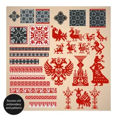 Papier Peint photo Lavable Pixels Broderie et motifs anciens russes. Illustration vectorielle.