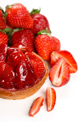 Strawberry Cake on white background