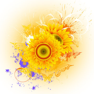 Background with sunflowers