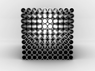 Steel pipes isolated on white background. 3D