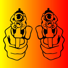 guns in hands vector illustration