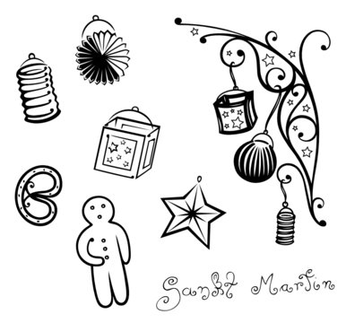 Sankt Martin, Laterne, Sterne, Stutenkerl, vector set