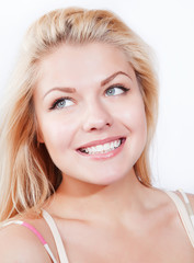 Naklejka premium A beauty girl on the white background
