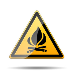Señal peligro amarilla simbolo fuego