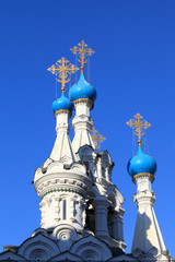 Fototapeta na wymiar Blue cupolas of church