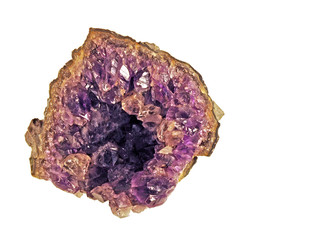 piece of amethyst, semiprecious stone, isolated on white