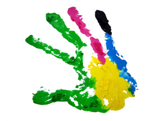 Impress&atilde;o de m&atilde;o colorida