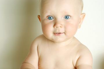 Close up portrait of blue eyes-baby