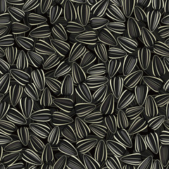vector black sunflower seeds seamless background pattern