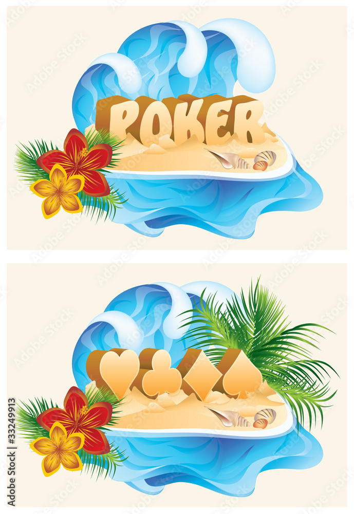 Wall mural Tropical poker banners, vector illustration