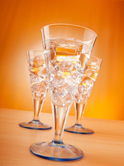 Water in the glass against gradient background