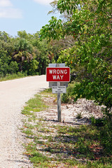 wrong way sign