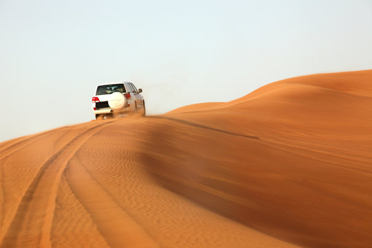 Dune bashing in the desert near Dubai