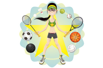 Illustration of Sporty girl athlete exercising sport game