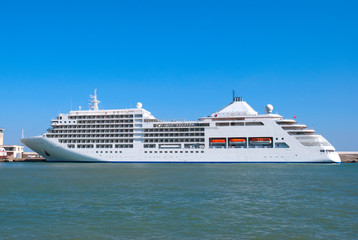 The big tourist liner in a port