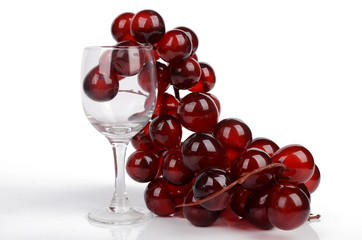 Wine glass and grape