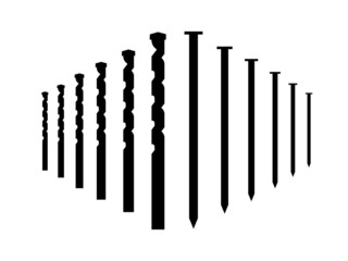 drills and nails silhouette isolated illustration