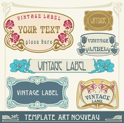 set of vector labels in art nouveau © Zhanna Varanetskaya
