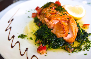 grilled salmon and lemon