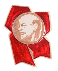 Old communist badge with Vladimir Lenin